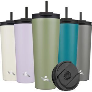 Konokyo 26oz Insulated Tumbler Army Green w/ Lid & 2 Straws Stainless Steel